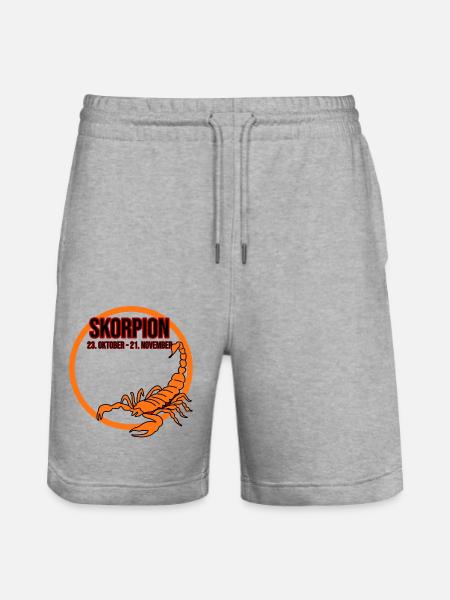 Scorpio Zodiac - Stanley/Stella Trainer Unisex Organic Jogging Shorts - heather grey