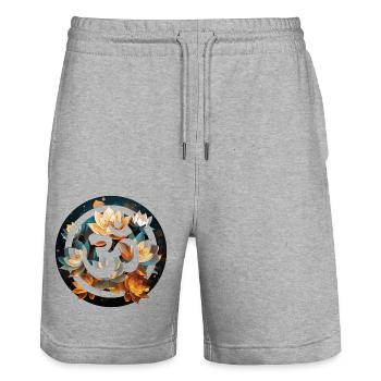 Lotus et Om – Illumination et Création - Short de jogging bio TRAINER Stanley/Stella unisexe - gris chiné - Devant - Nik (191cm) & Marisol (170cm)