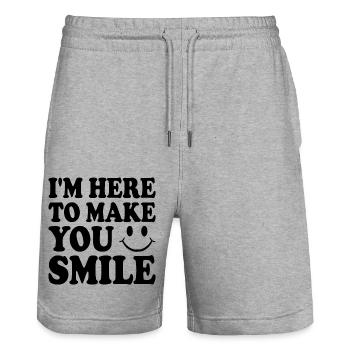 I'm here to make you smile - Stanley/Stella Trainer Unisex Organic Jogging Shorts - heather grey - Front - Nik (191cm) & Marisol (170cm)