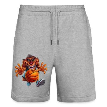 Monster Basketballer - Stanley/Stella Unisex Bio Joggingshorts Trainer  - Grau meliert - Vorne - Nik (191cm) & Marisol (170cm)