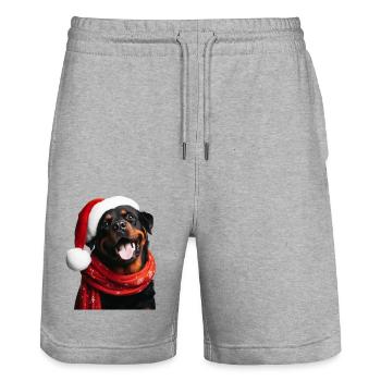 Rottweiler Joyeux Noël - Short de jogging bio TRAINER Stanley/Stella unisexe - gris chiné - Devant - Nik (191cm) & Marisol (170cm)