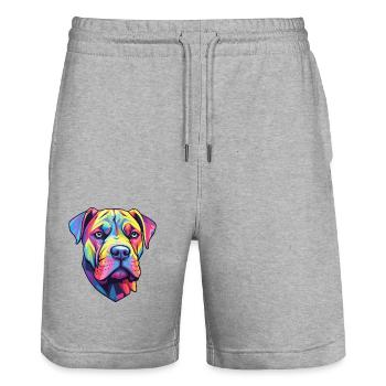 Cane Corso chien race dessin animé Kawaii Illustration - Short de jogging bio TRAINER Stanley/Stella unisexe - gris chiné - Devant - Nik (191cm) & Marisol (170cm)