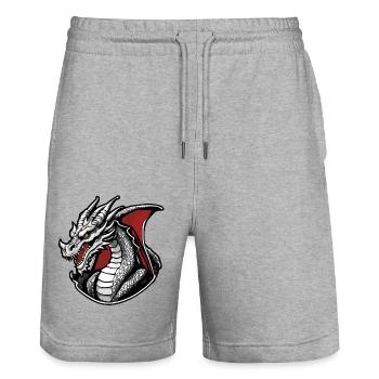 Drache / Tier / Feuer / Fabelwesen / Märchen - Stanley/Stella Unisex Bio Joggingshorts Trainer  - Grau meliert - Vorne - Nik (191cm) & Marisol (170cm)