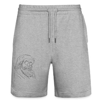 Dessin du Père Noël - Short de jogging bio TRAINER Stanley/Stella unisexe - gris chiné - Devant - Nik (191cm) & Marisol (170cm)