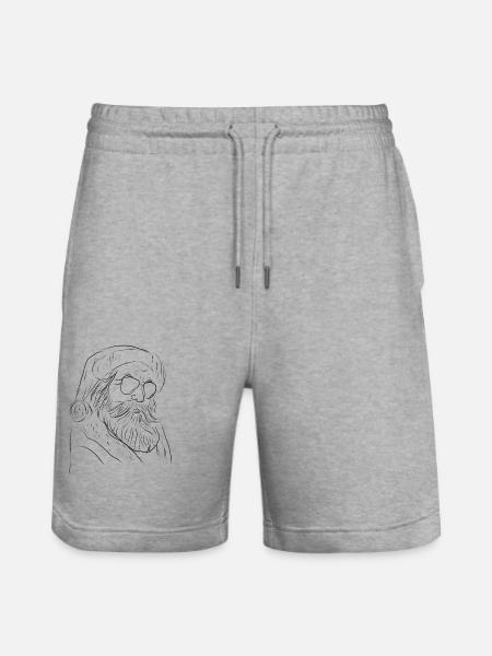 Santa Claus Drawing - Stanley/Stella Trainer Unisex Organic Jogging Shorts - heather grey