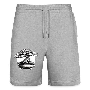 Bonsai / Tree / Miniature / Japanese / Small - Stanley/Stella Trainer Unisex Organic Jogging Shorts - heather grey - Front - Nik (191cm) & Marisol (170cm)