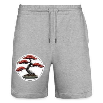 Bonsai / Tree / Miniature / Japanese / Small - Stanley/Stella Trainer Unisex Organic Jogging Shorts - heather grey - Front - Nik (191cm) & Marisol (170cm)