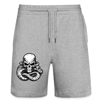 Cobraskull / Totenkopf / Skelett / Gothic / Grusel - Stanley/Stella Unisex Bio Joggingshorts Trainer  - Grau meliert - Vorne - Nik (191cm) & Marisol (170cm)