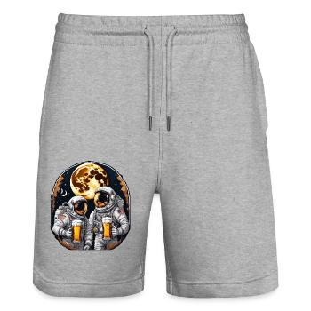 Astronaut / Space / Spaceship / Moon / Space - Stanley/Stella Trainer Unisex Organic Jogging Shorts - heather grey - Front - Nik (191cm) & Marisol (170cm)
