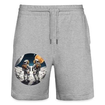 Astronaut / Space / Spaceship / Moon / Space - Stanley/Stella Trainer Unisex Organic Jogging Shorts - heather grey - Front - Nik (191cm) & Marisol (170cm)