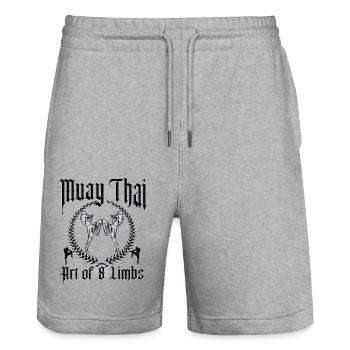 Kickboxing Muay Thaï - Short de jogging bio TRAINER Stanley/Stella unisexe - gris chiné - Devant - Nik (191cm) & Marisol (170cm)