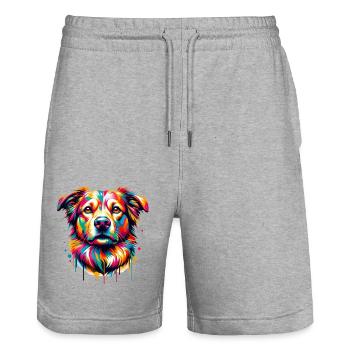 Mera Art peint chien un - Short de jogging bio TRAINER Stanley/Stella unisexe - gris chiné - Devant - Nik (191cm) & Marisol (170cm)