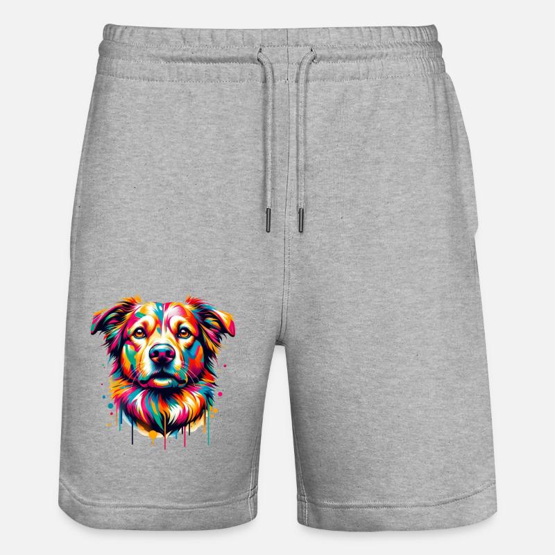 Mera Art peint chien un - Short de jogging bio TRAINER Stanley/Stella unisexe - gris chiné