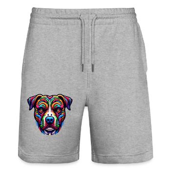 Mera Art peint chien trois - Short de jogging bio TRAINER Stanley/Stella unisexe - gris chiné - Devant - Nik (191cm) & Marisol (170cm)