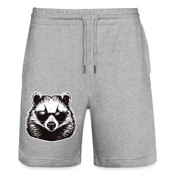 Dachs / Nagetier / Tier / Streifen / Wild - Stanley/Stella Unisex Bio Joggingshorts Trainer  - Grau meliert - Vorne - Nik (191cm) & Marisol (170cm)