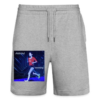 Jogger, woman addicted to running - Stanley/Stella Trainer Unisex Organic Jogging Shorts - heather grey - Front - Nik (191cm) & Marisol (170cm)