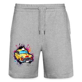 Taxi / Taxi Driver / America / Comic / Old School - Stanley/Stella Trainer Unisex Organic Jogging Shorts - heather grey - Front - Nik (191cm) & Marisol (170cm)