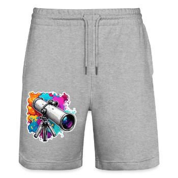 Telescope / Telescope / Astronomy / Starry Sky - Stanley/Stella Trainer Unisex Organic Jogging Shorts - heather grey - Front - Nik (191cm) & Marisol (170cm)