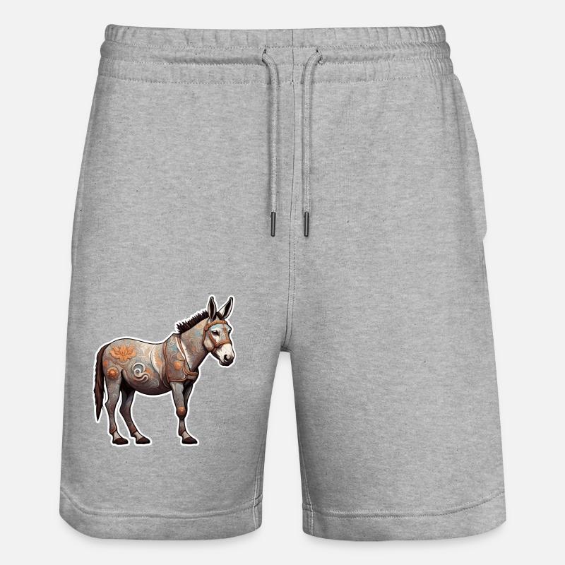 Esel / Tier /Grautier / Mähne / iah / Lasstier - Stanley/Stella Unisex Bio Joggingshorts Trainer - Grau meliert