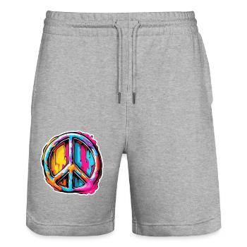 Love Peace and Harmony / Hippie / Freedom - Stanley/Stella Trainer Unisex Organic Jogging Shorts - heather grey - Front - Nik (191cm) & Marisol (170cm)