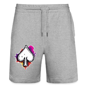 Pique / Carte à jouer / Poker / Symbole / Noir / Skat - Short de jogging bio TRAINER Stanley/Stella unisexe - gris chiné - Devant - Nik (191cm) & Marisol (170cm)
