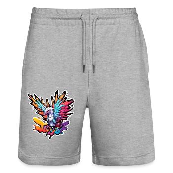 Phoenix / Bird / Animal / Mythical Creature / Fire - Stanley/Stella Trainer Unisex Organic Jogging Shorts - heather grey - Front - Nik (191cm) & Marisol (170cm)