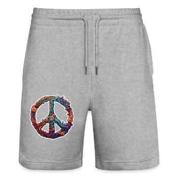 Love Peace and Harmony / Hippie / Freedom - Stanley/Stella Trainer Unisex Organic Jogging Shorts - heather grey - Front - Nik (191cm) & Marisol (170cm)