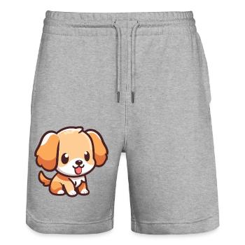 HUND VIERBEINER RÜDE HÜNDIN PFOTE LIEBE TIERFREUND - Stanley/Stella Unisex Bio Joggingshorts Trainer  - Grau meliert - Vorne - Nik (191cm) & Marisol (170cm)