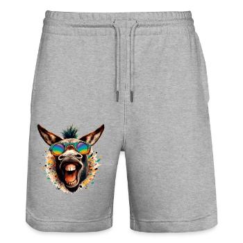 CUL CRAZY HORSE COLORÉ HIPPIE HERBE FÊTE ÂNE - Short de jogging bio TRAINER Stanley/Stella unisexe - gris chiné - Devant - Nik (191cm) & Marisol (170cm)
