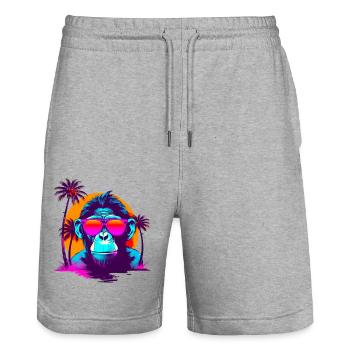 CoolChimpSunglassesRetroSunset - Stanley/Stella Unisex Bio Joggingshorts Trainer  - Grau meliert - Vorne - Nik (191cm) & Marisol (170cm)