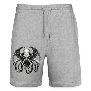 Cthulhu / Démon / Fantastique / Horreur / Tentacule - Short de jogging bio TRAINER Stanley/Stella unisexe - gris chiné - Devant - Nik (191cm) & Marisol (170cm)