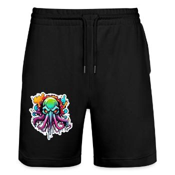 Cthulhu / Demon / Fantasy / Horror / Tentacle - Stanley/Stella Trainer Unisex Organic Jogging Shorts - black - Front - Nik (191cm) & Marisol (170cm)