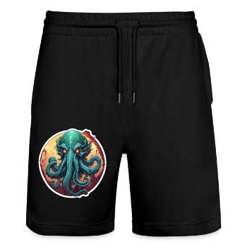 Cthulhu / Démon / Fantastique / Horreur / Tentacule - Short de jogging bio TRAINER Stanley/Stella unisexe - noir - Devant - Nik (191cm) & Marisol (170cm)