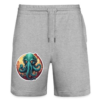 Cthulhu / Demon / Fantasie / Horror / tentakelig - Stanley/Stella Unisex Bio Joggingshorts Trainer  - Grau meliert - Vorne - Nik (191cm) & Marisol (170cm)