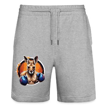 Kangaroo / Animal / Australia / Marsupial / Outback - Stanley/Stella Trainer Unisex Organic Jogging Shorts - heather grey - Front - Nik (191cm) & Marisol (170cm)