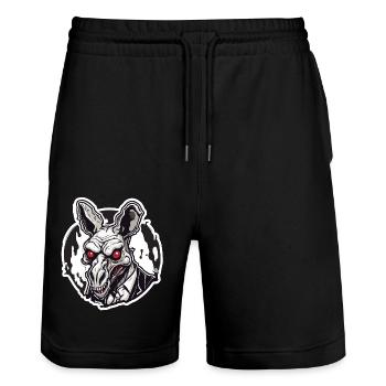 Känguru / Tier / Australien / Beuteltier / Outback - Stanley/Stella Unisex Bio Joggingshorts Trainer  - Schwarz - Vorne - Nik (191cm) & Marisol (170cm)