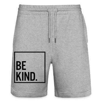 Be kind. - Stanley/Stella Trainer Unisex Organic Jogging Shorts - heather grey - Front - Nik (191cm) & Marisol (170cm)