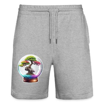 Bonsaï en bocal / Botanique / Biotope / Terrarium - Short de jogging bio TRAINER Stanley/Stella unisexe - gris chiné - Devant - Nik (191cm) & Marisol (170cm)