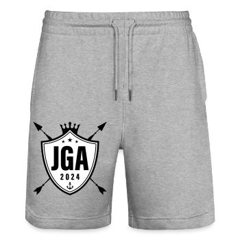 Mallorca 2024 - Stanley/Stella Unisex Bio Joggingshorts Trainer  - Grau meliert - Vorne - Nik (191cm) & Marisol (170cm)
