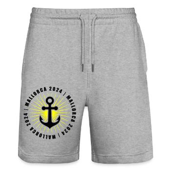 Mallorca 2024 Urlaub - Stanley/Stella Unisex Bio Joggingshorts Trainer  - Grau meliert - Vorne - Nik (191cm) & Marisol (170cm)