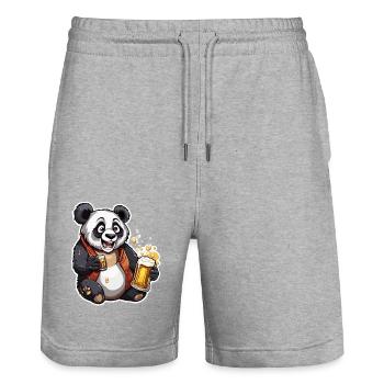 Panda / Animal / Zoo / Bamboo / Wild / Childlike - Stanley/Stella Trainer Unisex Organic Jogging Shorts - heather grey - Front - Nik (191cm) & Marisol (170cm)