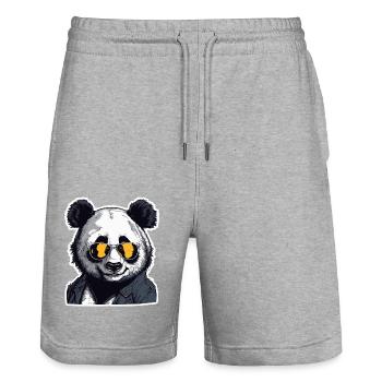 Panda / Animal / Zoo / Bamboo / Wild / Childlike - Stanley/Stella Trainer Unisex Organic Jogging Shorts - heather grey - Front - Nik (191cm) & Marisol (170cm)