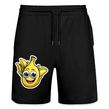 Frucht / Banane / exotisch / Tropisch / süß / Obst - Stanley/Stella Unisex Bio Joggingshorts Trainer  - Schwarz - Vorne - Nik (191cm) & Marisol (170cm)