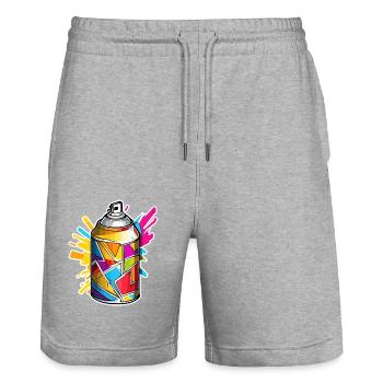 Bombe aérosol / Art / Spray / Street Art / Mur - Short de jogging bio TRAINER Stanley/Stella unisexe - gris chiné - Devant - Nik (191cm) & Marisol (170cm)