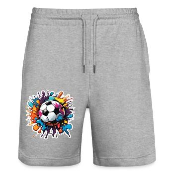Soccer / Game / Ball / Field / Shooting - Stanley/Stella Trainer Unisex Organic Jogging Shorts - heather grey - Front - Nik (191cm) & Marisol (170cm)