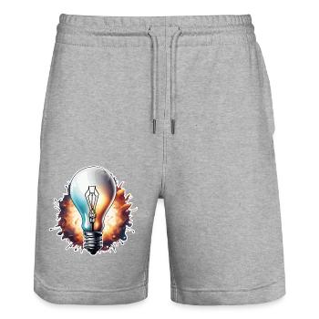 Ampoule / Ampoule / Luminosité / Lumière - Short de jogging bio TRAINER Stanley/Stella unisexe - gris chiné - Devant - Nik (191cm) & Marisol (170cm)