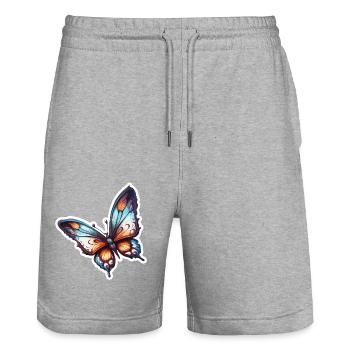 Butterfly / Animal / Insect / Flying / Summer - Stanley/Stella Trainer Unisex Organic Jogging Shorts - heather grey - Front - Nik (191cm) & Marisol (170cm)
