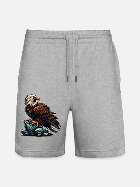 EAGLE, BIRD OF PREY, HAWK, HUNTER, FLIGHT, MAJESTY, FEATHER - Stanley/Stella Trainer Unisex Organic Jogging Shorts - heather grey