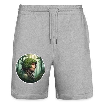 Forest Woman / Green / Forest Dwellers / Trees / Grass - Stanley/Stella Trainer Unisex Organic Jogging Shorts - heather grey - Front - Nik (191cm) & Marisol (170cm)