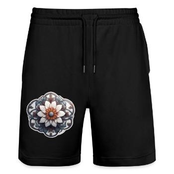 Fleur / Plante / Botanique / Jardin / Fleurs - Short de jogging bio TRAINER Stanley/Stella unisexe - noir - Devant - Nik (191cm) & Marisol (170cm)